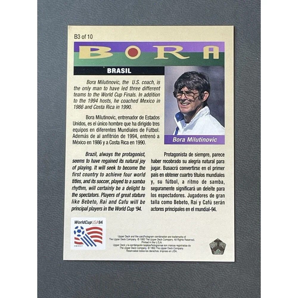 1993-94 Upper Deck World Cup 94 USA Bora Insert Complete Set 1-10 Milutinovic